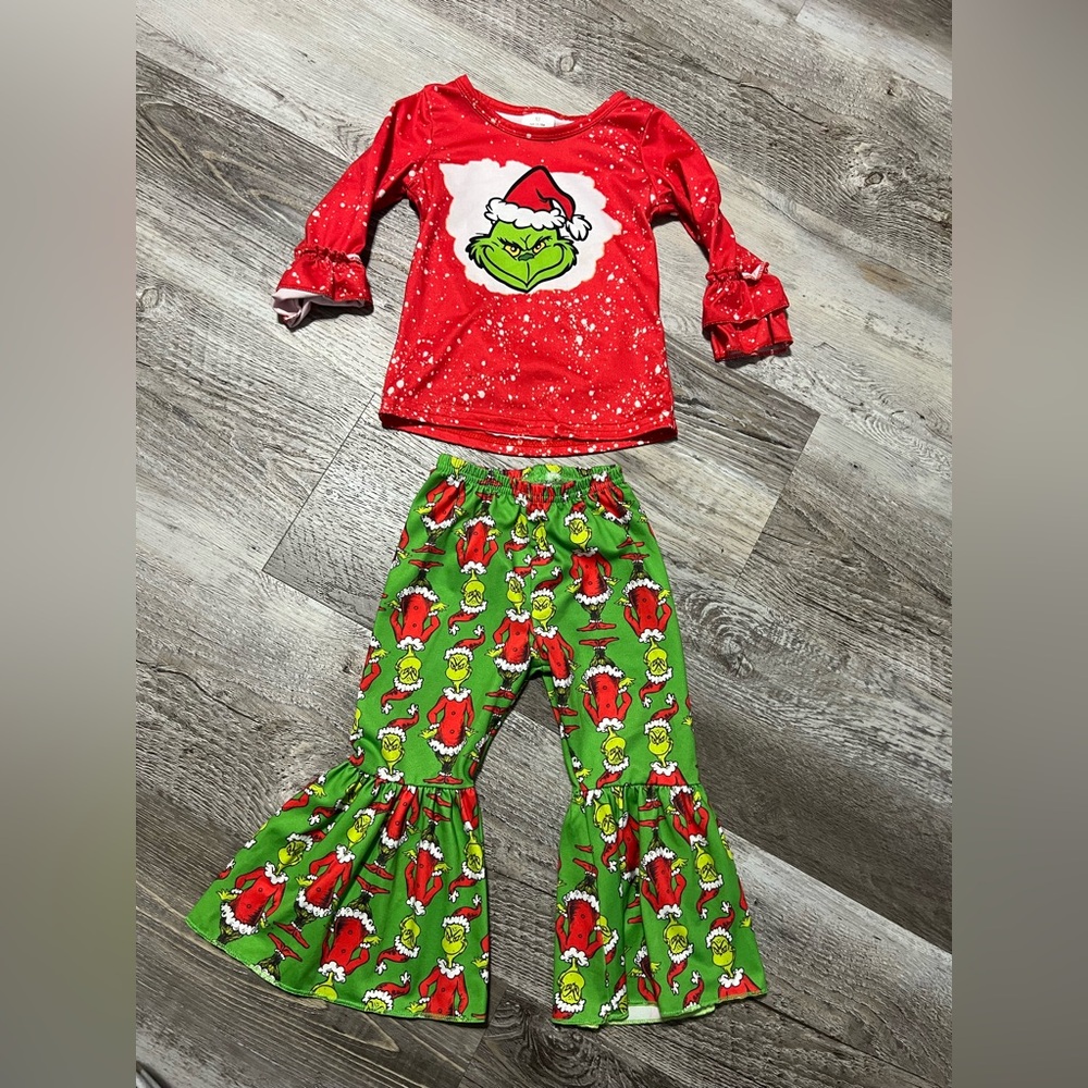 Baby Girls Christmas Grinch Boutique Outfit Set